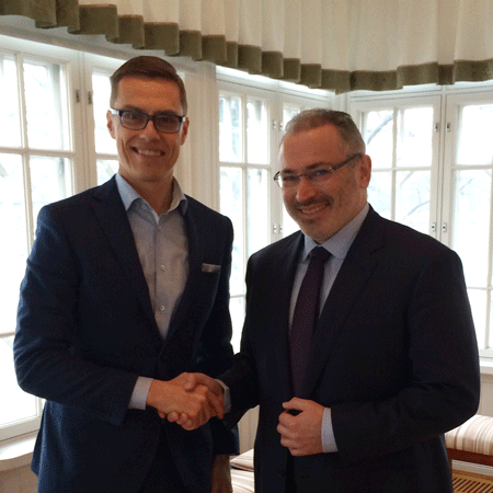 Khodorkovsky meets prime minister of Finland